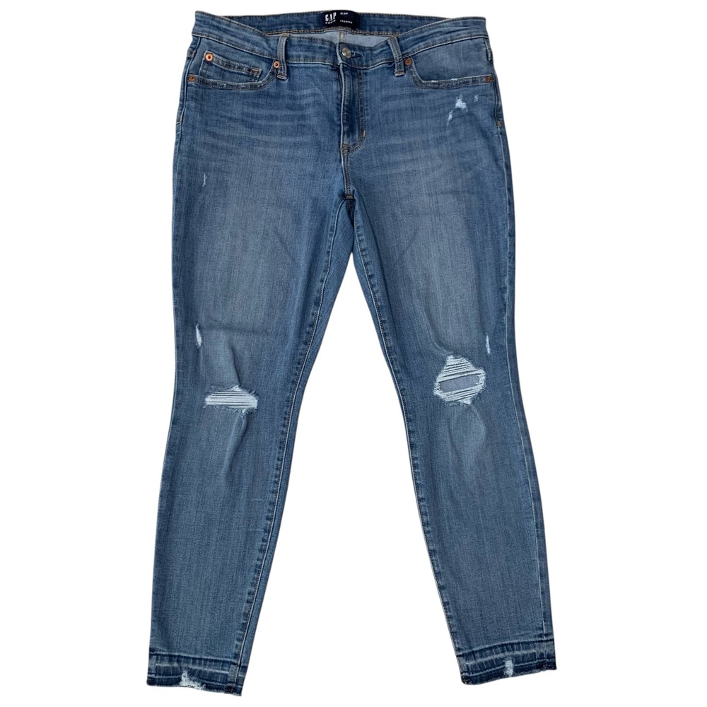 GAP Denim Legging Jeans Women's Size 12 Distressed Stretch Blue 26.5" Inseam